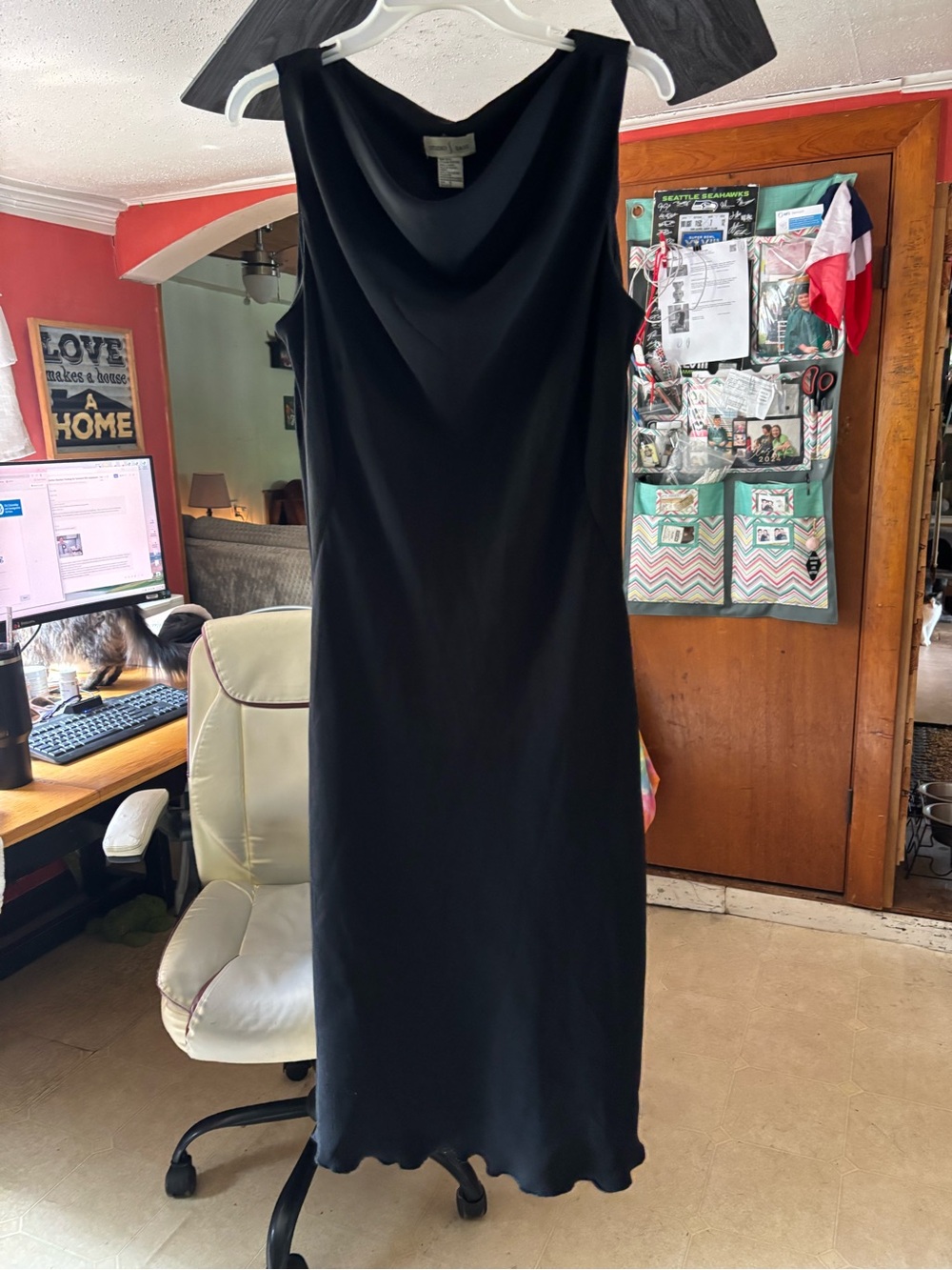 Sleeveless Black Cowl Neck Maxi Dress - Unbranded